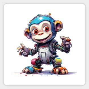 Cartoon monkey robots. T-Shirt, Sticker. Magnet